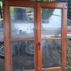 2 Châssis bois Meranti deux ouvrants double vitrage, Double vitrage, 120 à 160 cm, Fenêtre de façade ou Vitre, Enlèvement