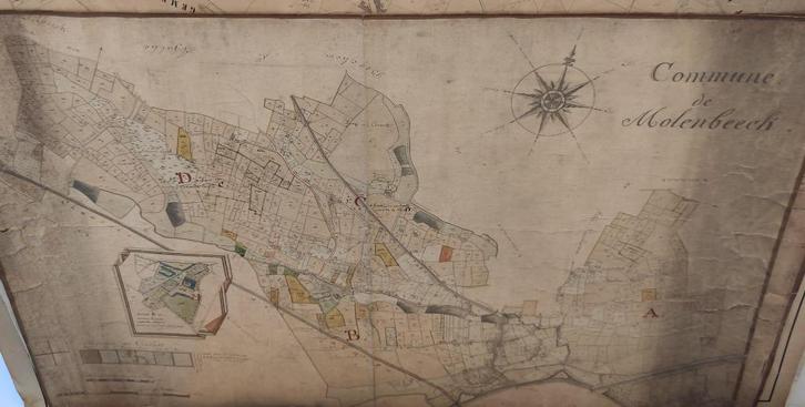 oude kadasterkaart van Molenbeek, "Molenbeeck", Antiek en Kunst, Curiosa en Brocante, Ophalen