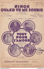 NINON QUAND TU ME SOURIS SLOW-FOX-TROT JEAN KIEPURA PARTITIO, Ophalen of Verzenden, Gebruikt, Artiest of Componist