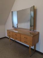 Vintage kastje in fineerhout met spiegel, Ophalen, 100 tot 150 cm, Glas, Vintage - Scandinavisch