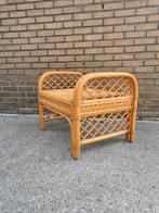 Vintage rotan bank / voetenbankje, Tuin en Terras, Gebruikt, Ophalen of Verzenden