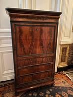 ANTIEKE SECRETAIRE KAST FRANS MET LADEN WORTELNOOT HOUT, Enlèvement, Utilisé, Antiek