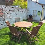 Table de jardin en Tec + 6 chaises pliables, Jardin & Terrasse, Enlèvement, 6 places, Utilisé, Chaise