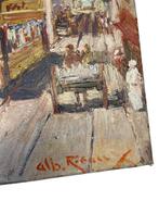 Schilderij ‘Tram in de stad’ van Albert Rigaux, Antiek en Kunst, Kunst | Schilderijen | Modern, Ophalen of Verzenden