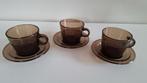 3 vintage seca tassen met ondertas. Fume glas., Ophalen of Verzenden