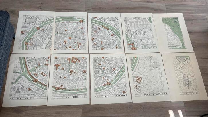 10 losse vellen van kaart van Brugge, Antiek en Kunst, Antiek | Boeken en Manuscripten, Ophalen