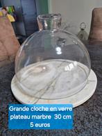 Grote glazen bel, marmeren bovenkant 30 cm breed, Huis en Inrichting, Ophalen, Gebruikt