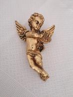 Eeuwenoud cherubijnbeeldje, lierspeler, goud, 13 cm, Ophalen, Zo goed als nieuw
