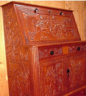 Antiek Chinese Klepbureau Secretaire Bureau kast Buro China beschikbaar voor biedingen