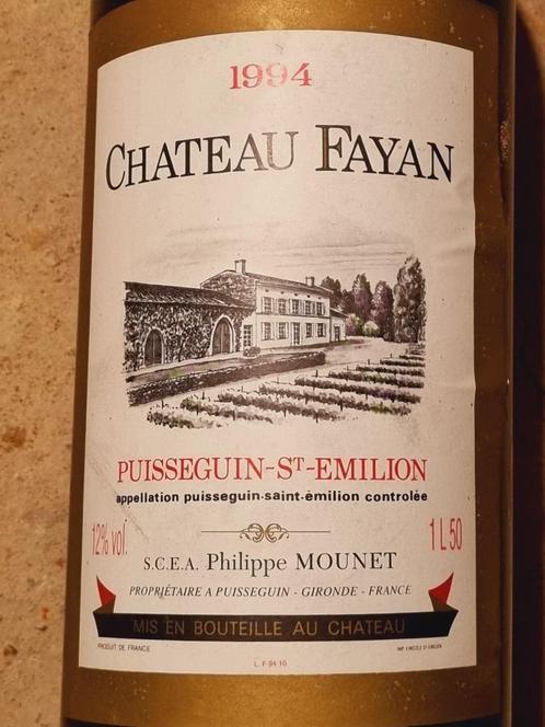 Magnum - St Emilion Chateau FAYAN 1994, Verzamelen, Wijnen, Nieuw, Rode wijn, Frankrijk, Vol, Ophalen
