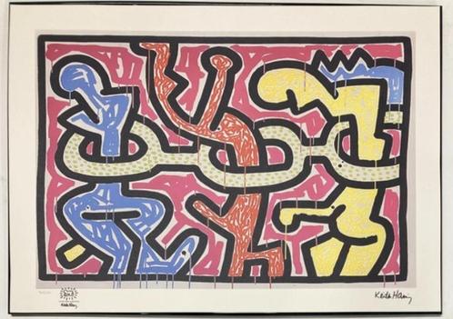Keith Haring: lithografie op groot formaat 50 bij 70 cm, Antiek en Kunst, Kunst | Litho's en Zeefdrukken, Ophalen of Verzenden