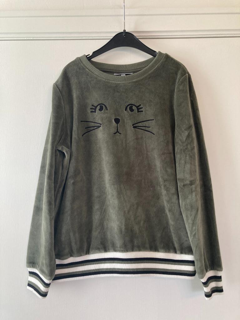 Kaki groene trui kat - JBC - maat 152, Enlèvement ou Envoi, Pull ou Veste, Utilisé, JBC.