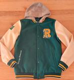 Donkergroen baseballjack 164 met afneembare kap., Ophalen of Verzenden, Zo goed als nieuw, Jas