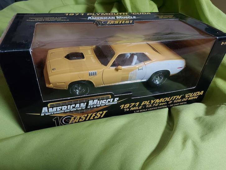 1971 Plymouth Cuda 440 ERTL, Hobby en Vrije tijd, Modelauto's | 1:18, Zo goed als nieuw, ERTL, Ophalen of Verzenden
