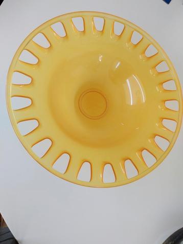 Vintage glazen fruit schaal oranje oker 44 cm beschikbaar voor biedingen