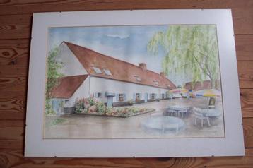 Aquarel van d'Houtlandhoeve Koekelare beschikbaar voor biedingen