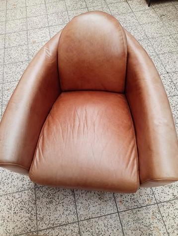 Fauteuil 1 place avec pouf repose pied, Enlèvement, Comme neuf, Cuir