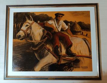 Schilderij boer op paard van Jos Fred Smith beschikbaar voor biedingen