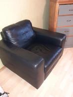 fauteuil en cuir noir - une personne, Ophalen, Gebruikt, Eenpersoons, Leer