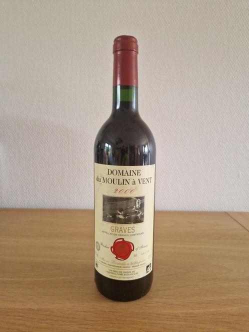 DOMAINE DU MOULIN A VENT - 2000 - Graves - 75 cl, Verzamelen, Wijnen, Nieuw, Rode wijn, Frankrijk, Vol, Ophalen of Verzenden
