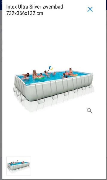 Intex zwembad 7,33mx3,66m en 1,32m diep beschikbaar voor biedingen