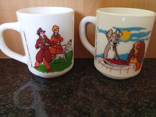 2 tasses Disney : les 101 Dalmatiens/La belle & le clochard, Verzamelen, Disney, Nieuw, Servies, Overige figuren, Ophalen of Verzenden