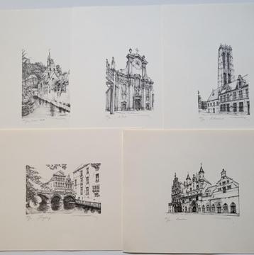 Serie van 5 litho’s ‘Mechelen Die Heerlijke’ door Daniël Win beschikbaar voor biedingen