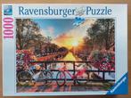 puzzel 1000 - Ravensburger - fietsen in Amsterdam, Ophalen of Verzenden, 500 t/m 1500 stukjes, Zo goed als nieuw, Legpuzzel