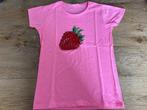 Fluo roze T-shirt met tekening aardbei Simple Kids, Meisje, Gebruikt, Ophalen of Verzenden, Shirt of Longsleeve
