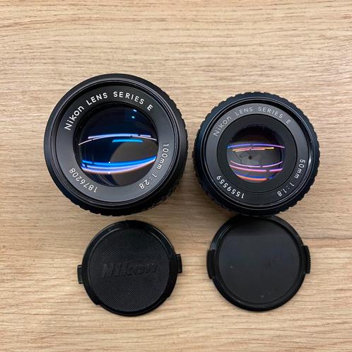 Nikon-lensserie E - 100 mm f2.8, 50 mm f1.8 *als nieuw, Audio, Tv en Foto, Fotocamera's Analoog, Zo goed als nieuw, Spiegelreflex