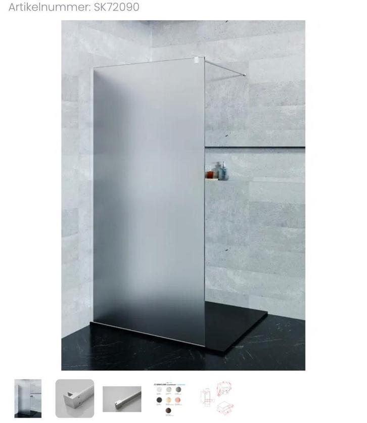 Saniclear Blurred douchewand  Nieuw !!, Doe-het-zelf en Bouw, Sanitair, Nieuw, Douche, Chroom, Glas, Ophalen