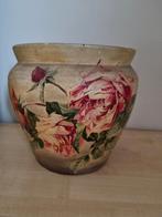 Pot décoratif peint de roses à la peinture à l'huile 1950, Enlèvement