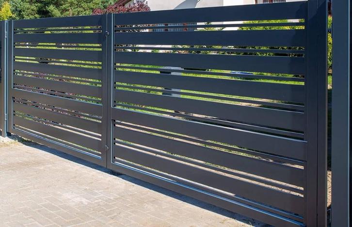 Verzinkte stalen opritpoort op maat, Tuin en Terras, Tuinpoorten, Nieuw, Draaipoort, Staal, 150 tot 200 cm, 200 cm of meer, Ophalen of Verzenden