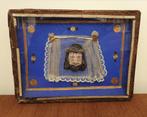antiek, papier maché  hoofdje Jezus, gewaden, goudpapier, 3D, Ophalen of Verzenden