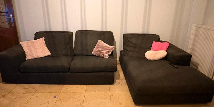 Divan 2/3 places + méridienne, Maison & Meubles, Canapés | Salons, Utilisé, Tissus, Enlèvement