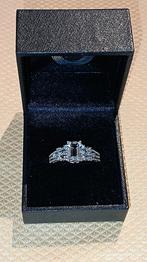 Geplatineerd sterling zilver ring  met aquamarijn, Handtassen en Accessoires, Ophalen of Verzenden, Nieuw, Zilver, Zilver