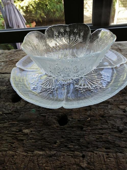 Vintage Fluitekruid ontwerp Pertti Kallioinen schaal en kom, Antiek en Kunst, Antiek | Glaswerk en Kristal, Ophalen of Verzenden