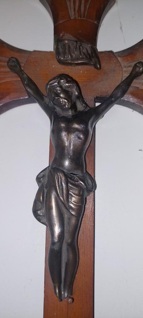 Zwaar bronzen Christus corpus – antiek kruisbeeld met patina, Antiek en Kunst, Antiek | Religieuze voorwerpen, Ophalen of Verzenden