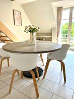 Ronde tafel met 4 stoelen, Huis en Inrichting, Tafels | Eettafels, Ophalen, Vier personen, Rond, Eikenhout
