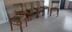 Met stof beklede stoelen (6), Huis en Inrichting, Stoelen, Vijf, Zes of meer stoelen, Gebruikt, Retro, Hout