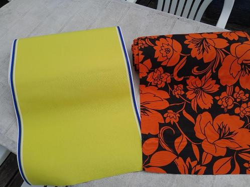 Ligstoel van canvas van stof, geel/blauw of oranje Fleuri Ne, Antiek en Kunst, Curiosa en Brocante, Ophalen of Verzenden