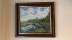 Schilderij natuurlandschap in grote kader, Antiek en Kunst, Kunst | Schilderijen | Klassiek, Ophalen