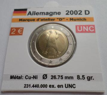 ALLEMAGNE 2 euro année 2002 D. Neuve UNC beschikbaar voor biedingen