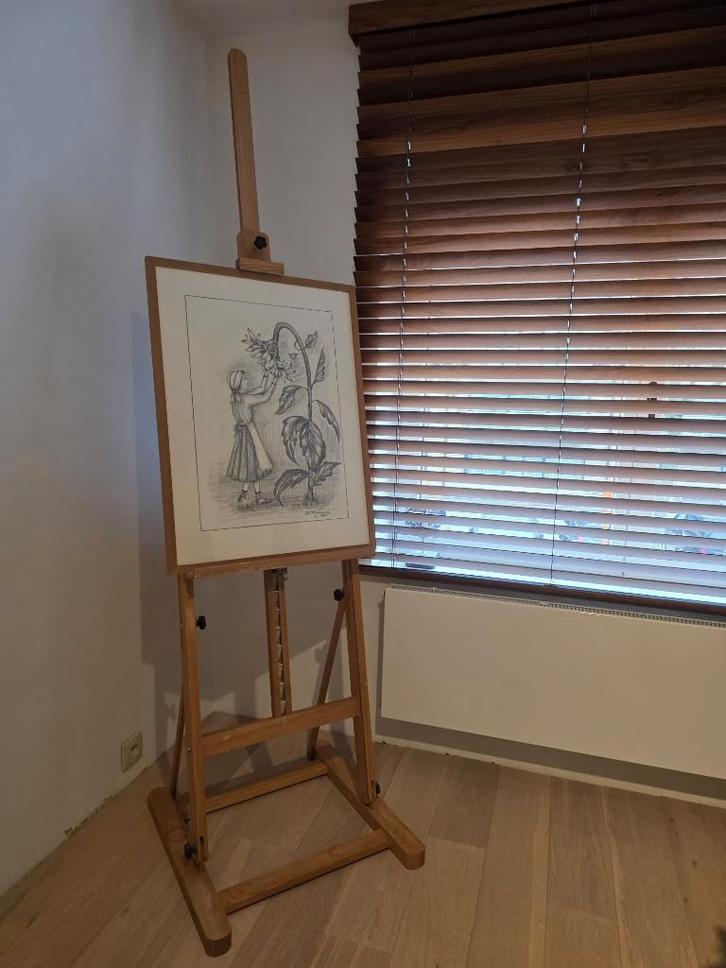 Stevige houten schildersezel, Hobby en Vrije tijd, Schilderen, Gebruikt, Ezel, Ophalen
