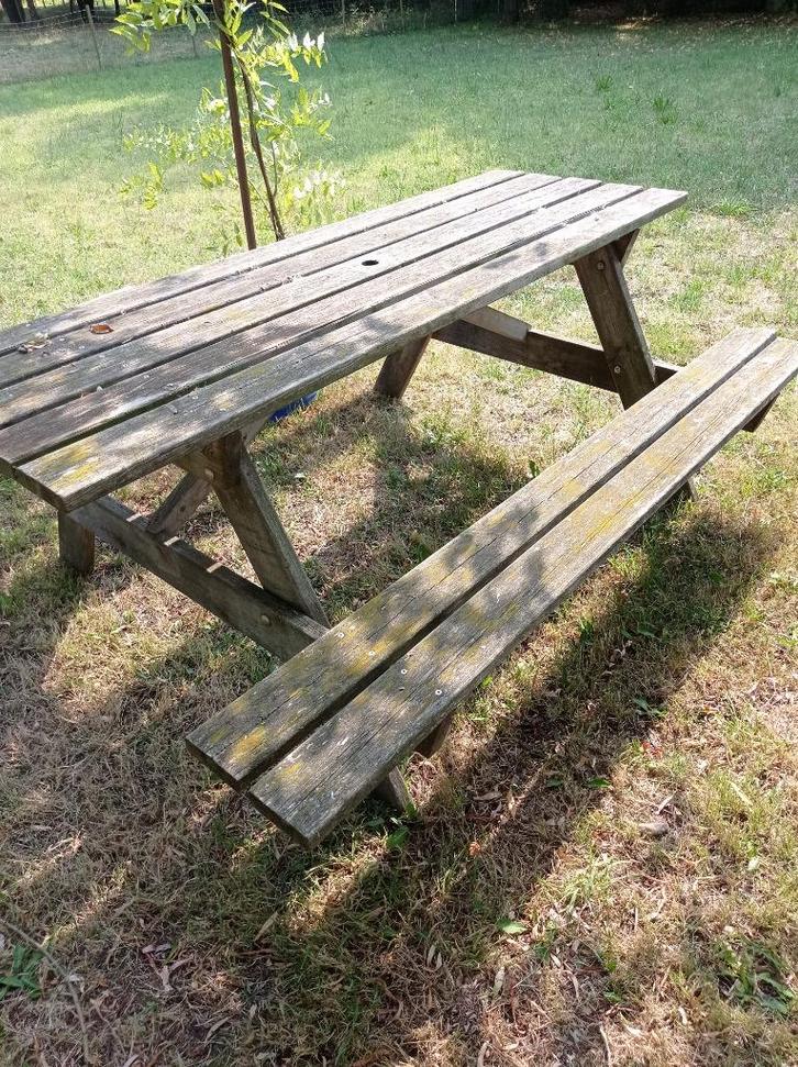houten picknicktafel, Tuin en Terras, Tuinbanken, Gebruikt, Hout, Ophalen