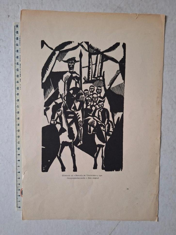 Twee houtsnedes Jozef Cantré uit Marcella en Grisostomo 1921, Antiek en Kunst, Kunst | Etsen en Gravures, Ophalen of Verzenden