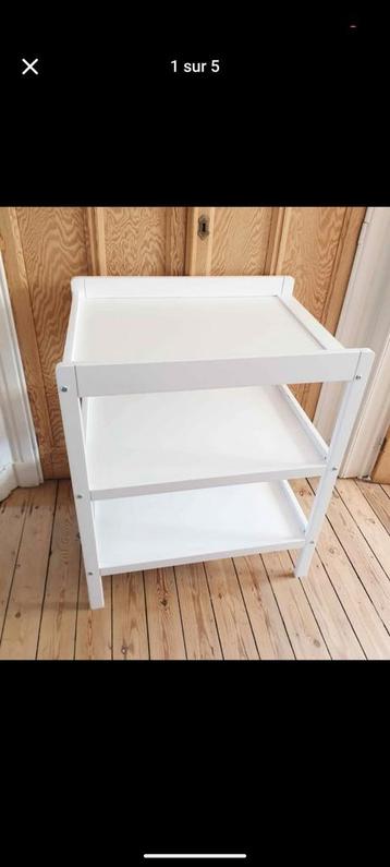 Table à langer en bois de hêtre Blanc