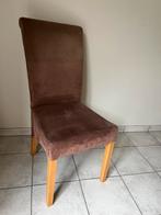 4 stevige houten stoelen met bruine hoes, Ophalen, Gebruikt, Bruin, Hout