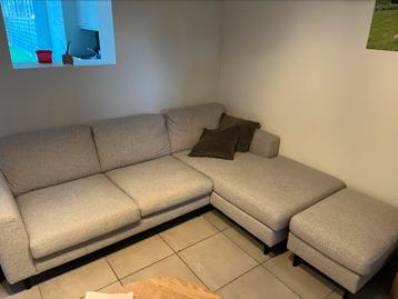 Zetel L-Vorm + voetenbank - Beige beschikbaar voor biedingen