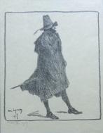 AMEDEE LYNEN / MANSFIGUUR / ZW-W LITHO / 39x29cm / KADER SIG, Antiek en Kunst, Ophalen of Verzenden